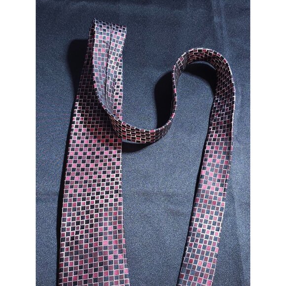 Alfani Mens Geometric Checkered Silk Tie Classic - Picture 5 of 13